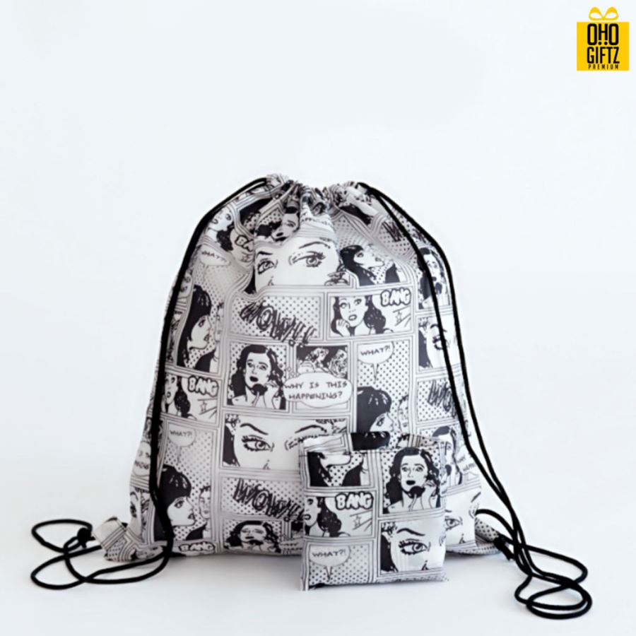 กระเป๋าเป้ทรงเชือกรูดพับเก็บได้ สกรีนโลโก้ ทำเป็นของพรีเมี่ยม ของที่ระลึก