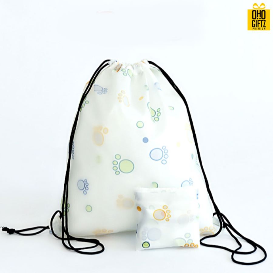 กระเป๋าเป้ทรงเชือกรูดพับเก็บได้ สกรีนโลโก้ ทำเป็นของพรีเมี่ยม ของที่ระลึก