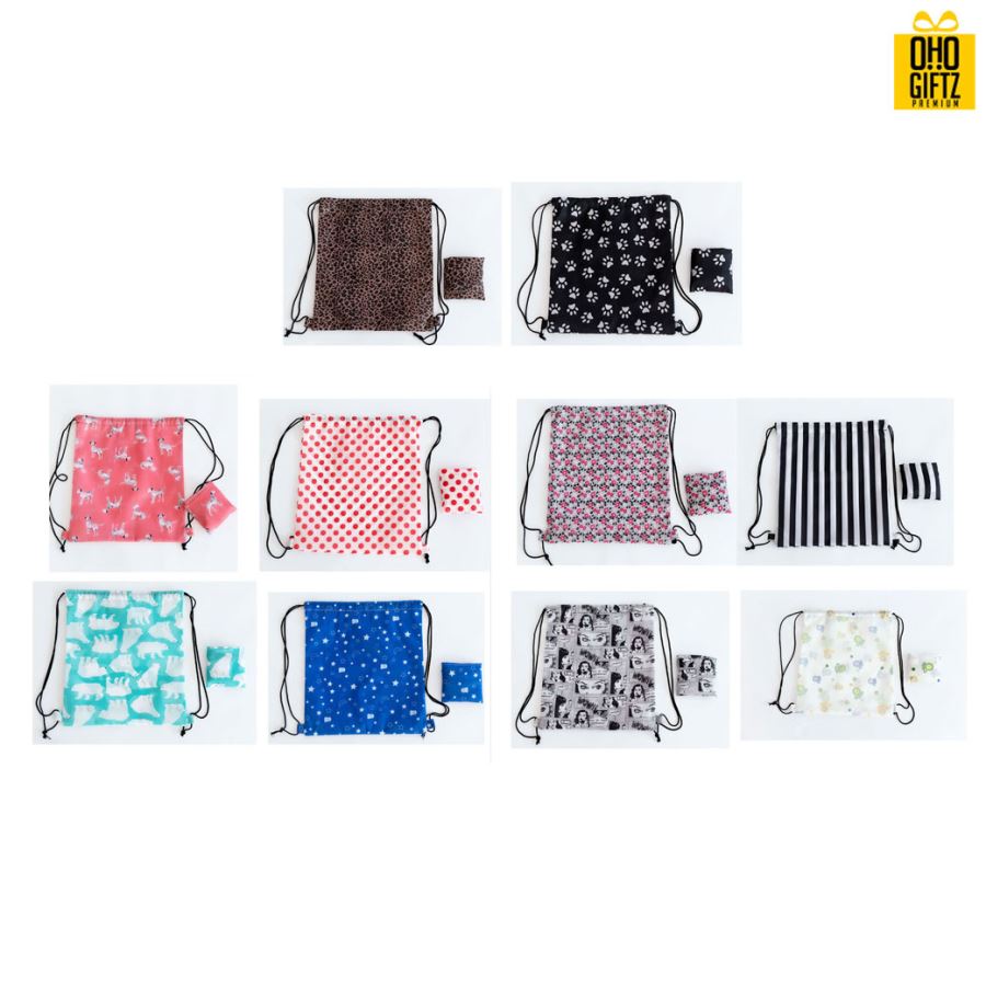 กระเป๋าเป้ทรงเชือกรูดพับเก็บได้ สกรีนโลโก้ ทำเป็นของพรีเมี่ยม ของที่ระลึก