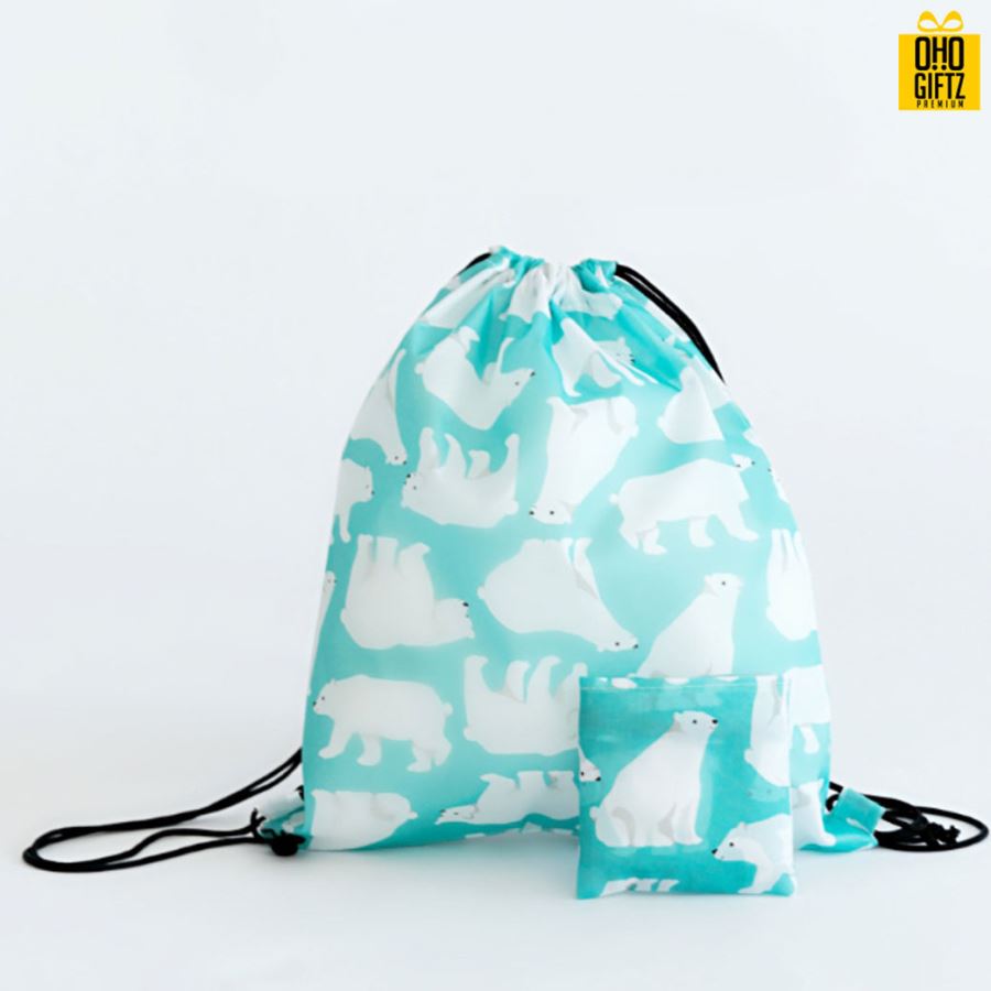 กระเป๋าเป้ทรงเชือกรูดพับเก็บได้ สกรีนโลโก้ ทำเป็นของพรีเมี่ยม ของที่ระลึก