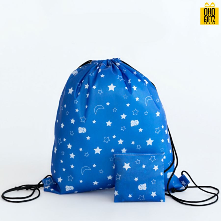 กระเป๋าเป้ทรงเชือกรูดพับเก็บได้ สกรีนโลโก้ ทำเป็นของพรีเมี่ยม ของที่ระลึก