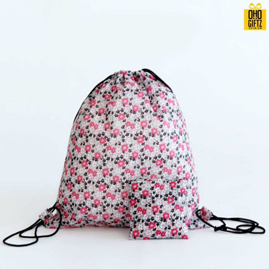 กระเป๋าเป้ทรงเชือกรูดพับเก็บได้ สกรีนโลโก้ ทำเป็นของพรีเมี่ยม ของที่ระลึก