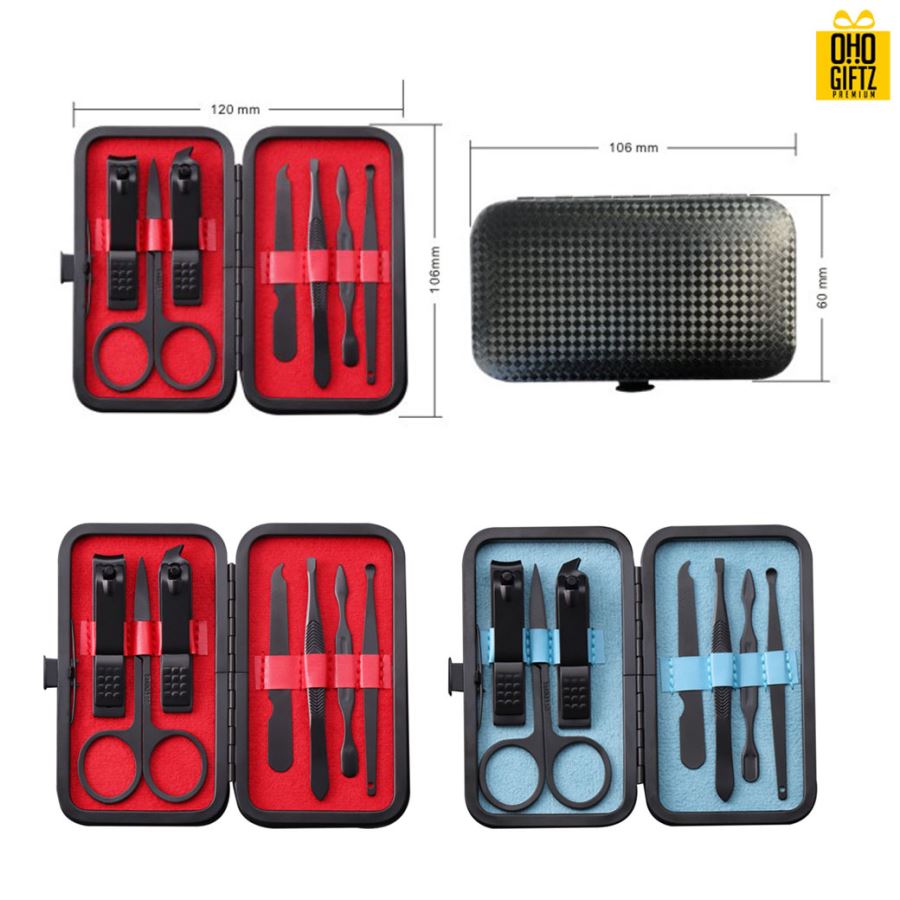 ชุดที่ตัดเล็บสีดำ7ชิ้น สกรีนชื่อร้าน ทำเป็นของพรีเมี่ยมได้