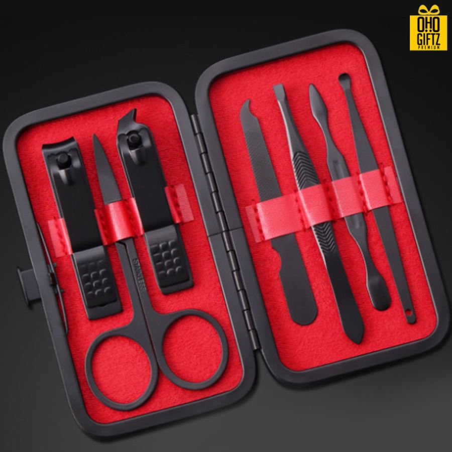 ชุดที่ตัดเล็บสีดำ7ชิ้น สกรีนชื่อร้าน ทำเป็นของพรีเมี่ยมได้