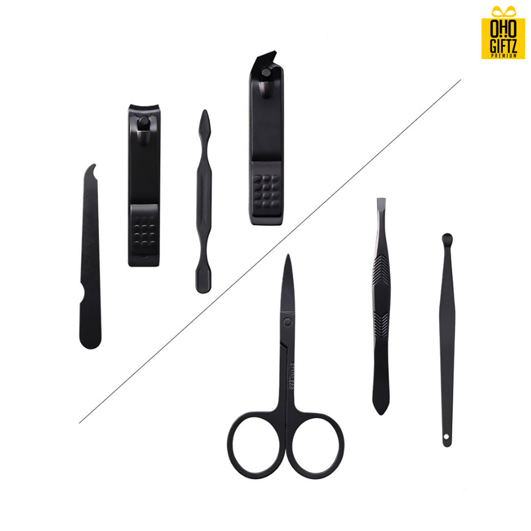 ชุดที่ตัดเล็บสีดำ7ชิ้น สกรีนชื่อร้าน ทำเป็นของพรีเมี่ยมได้