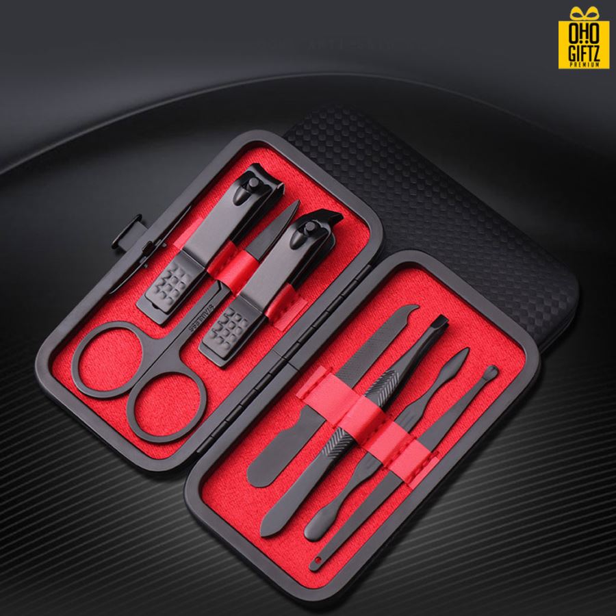 ชุดที่ตัดเล็บสีดำ7ชิ้น สกรีนชื่อร้าน ทำเป็นของพรีเมี่ยมได้