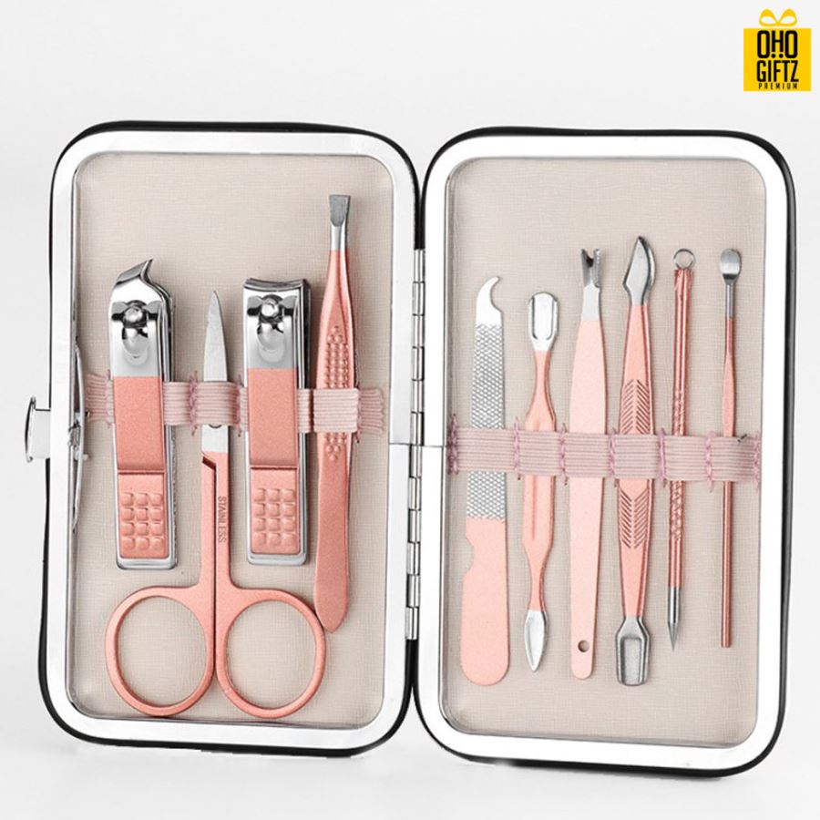 ชุดที่ตัดเล็บสีโรสโกลด์ สกรีนชื่อร้าน ทำเป็นของพรีเมี่ยมได้