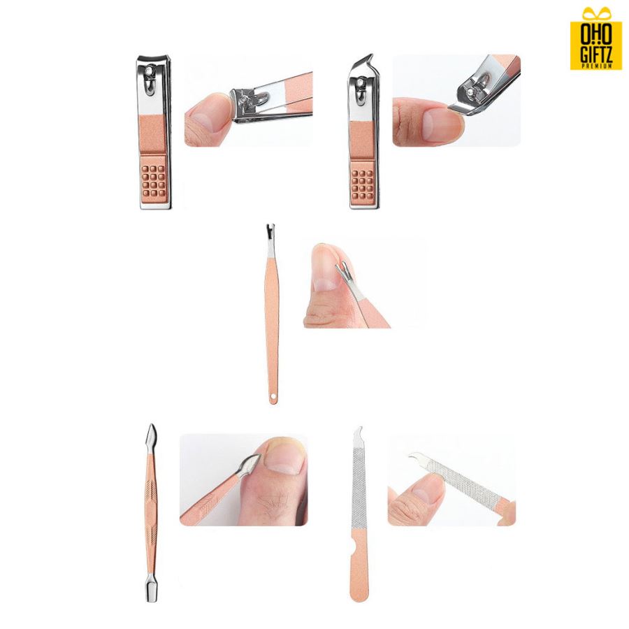 ชุดที่ตัดเล็บสีโรสโกลด์ สกรีนชื่อร้าน ทำเป็นของพรีเมี่ยมได้