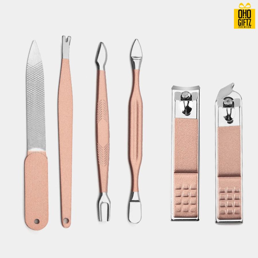 ชุดที่ตัดเล็บสีโรสโกลด์ สกรีนชื่อร้าน ทำเป็นของพรีเมี่ยมได้