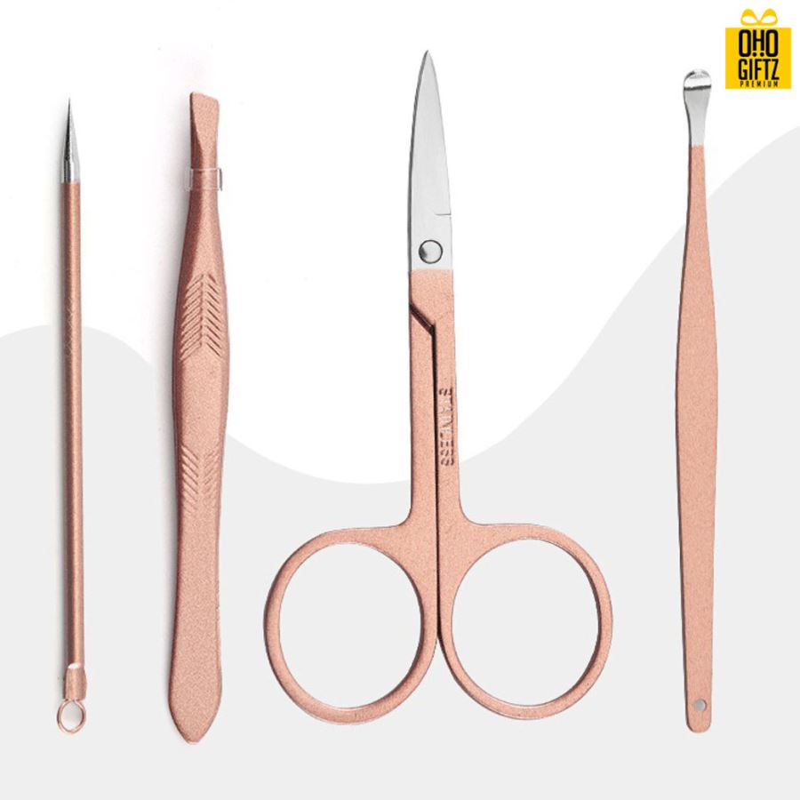 ชุดที่ตัดเล็บสีโรสโกลด์ สกรีนชื่อร้าน ทำเป็นของพรีเมี่ยมได้