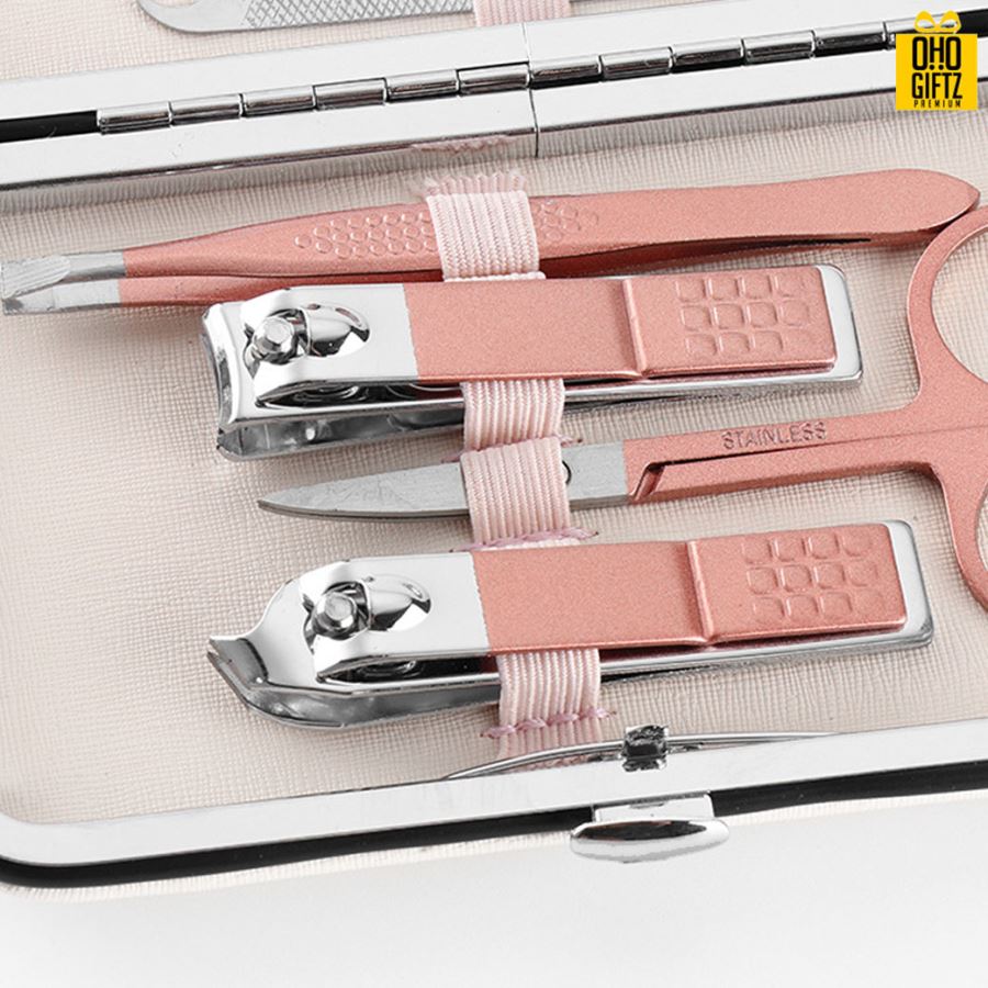 ชุดที่ตัดเล็บสีโรสโกลด์ สกรีนชื่อร้าน ทำเป็นของพรีเมี่ยมได้