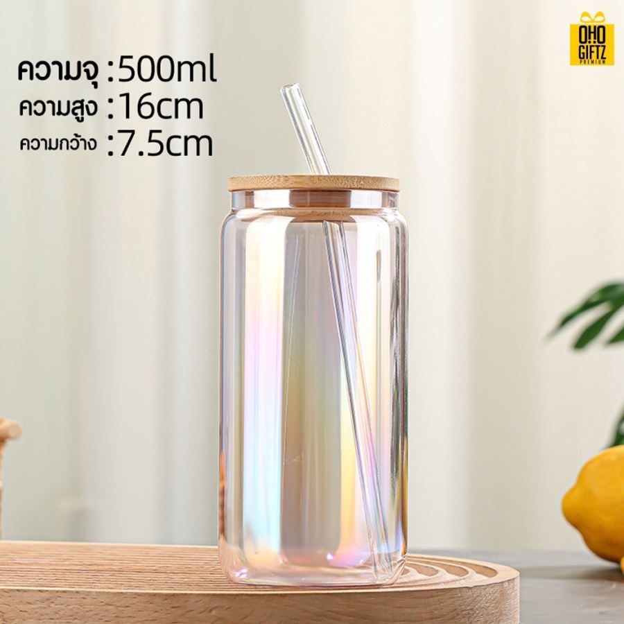 แก้วฝาไม้พร้อมหลอด สกรีนชื่อ สกรีนโลโก้ ทำเป็นของพรีเมี่ยมได้