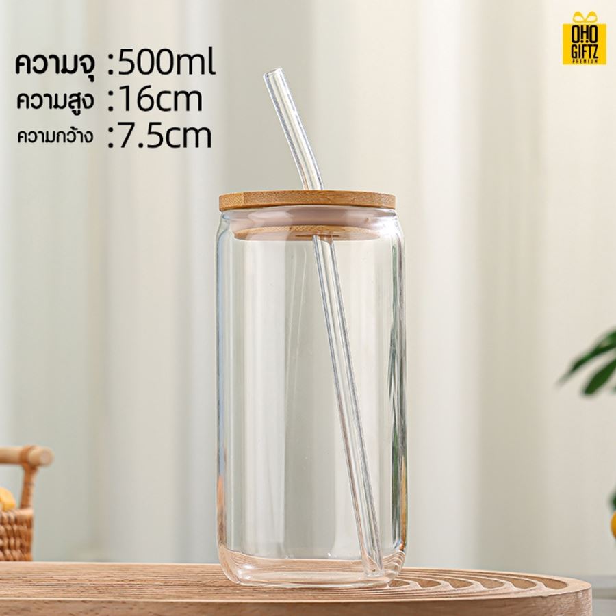 แก้วฝาไม้พร้อมหลอด สกรีนชื่อ สกรีนโลโก้ ทำเป็นของพรีเมี่ยมได้