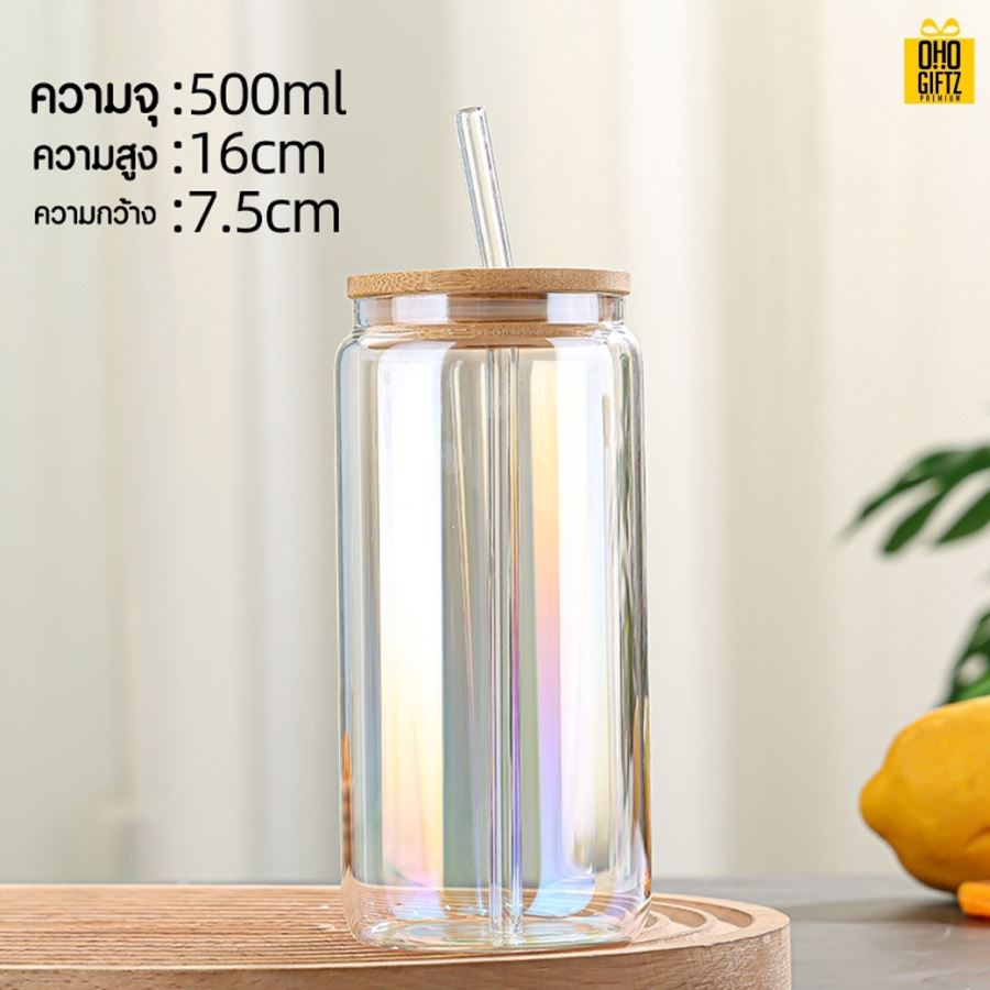 แก้วฝาไม้พร้อมหลอด สกรีนชื่อ สกรีนโลโก้ ทำเป็นของพรีเมี่ยมได้