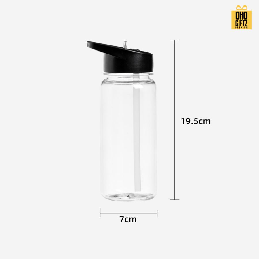 ขวดน้ำพลาสติกพร้อมหลอด สกรีนโลโก้ ทำเป็นของพรีเมี่ยมได้