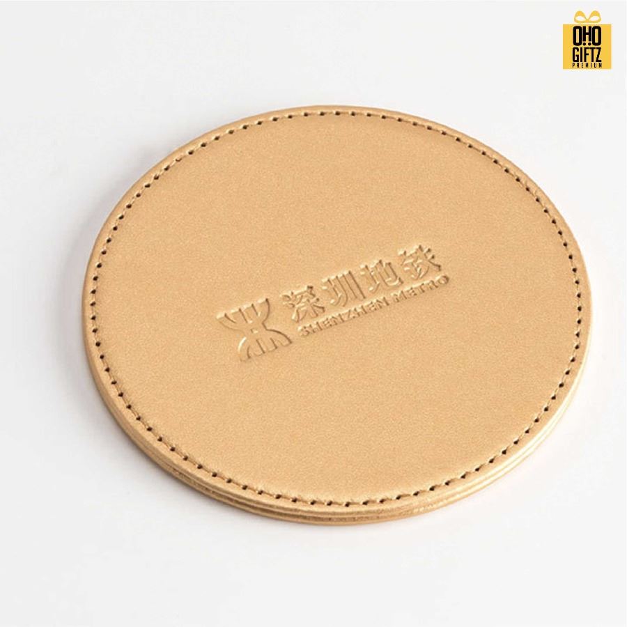 ที่รองแก้วน้ำ PU ทรงกลม สกรีนโลโก้ได้ พิมพ์ภาพได้