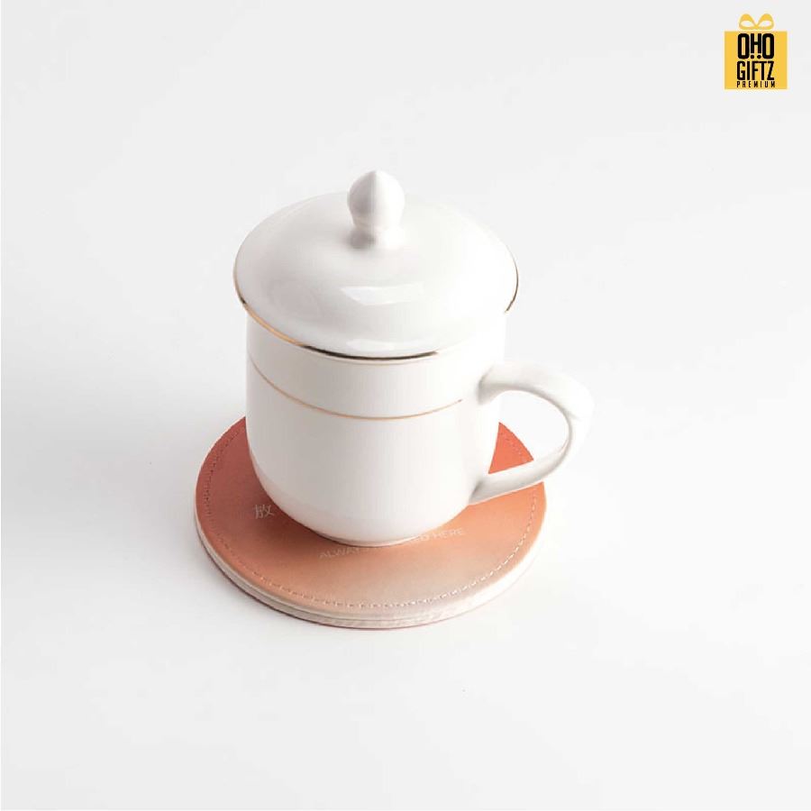 ที่รองแก้วน้ำ PU ทรงกลม สกรีนโลโก้ได้ พิมพ์ภาพได้