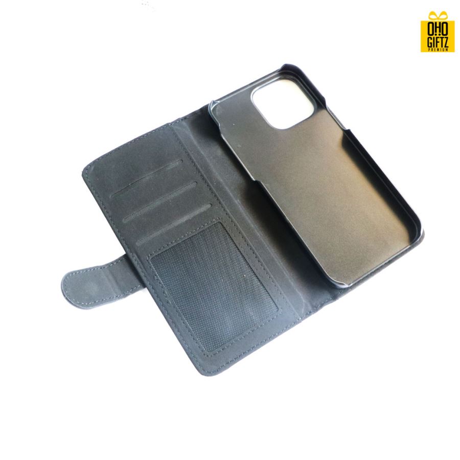 เคสหนังพิมพ์ภาพแบบฝาพับ iPhone 14 สีดำ