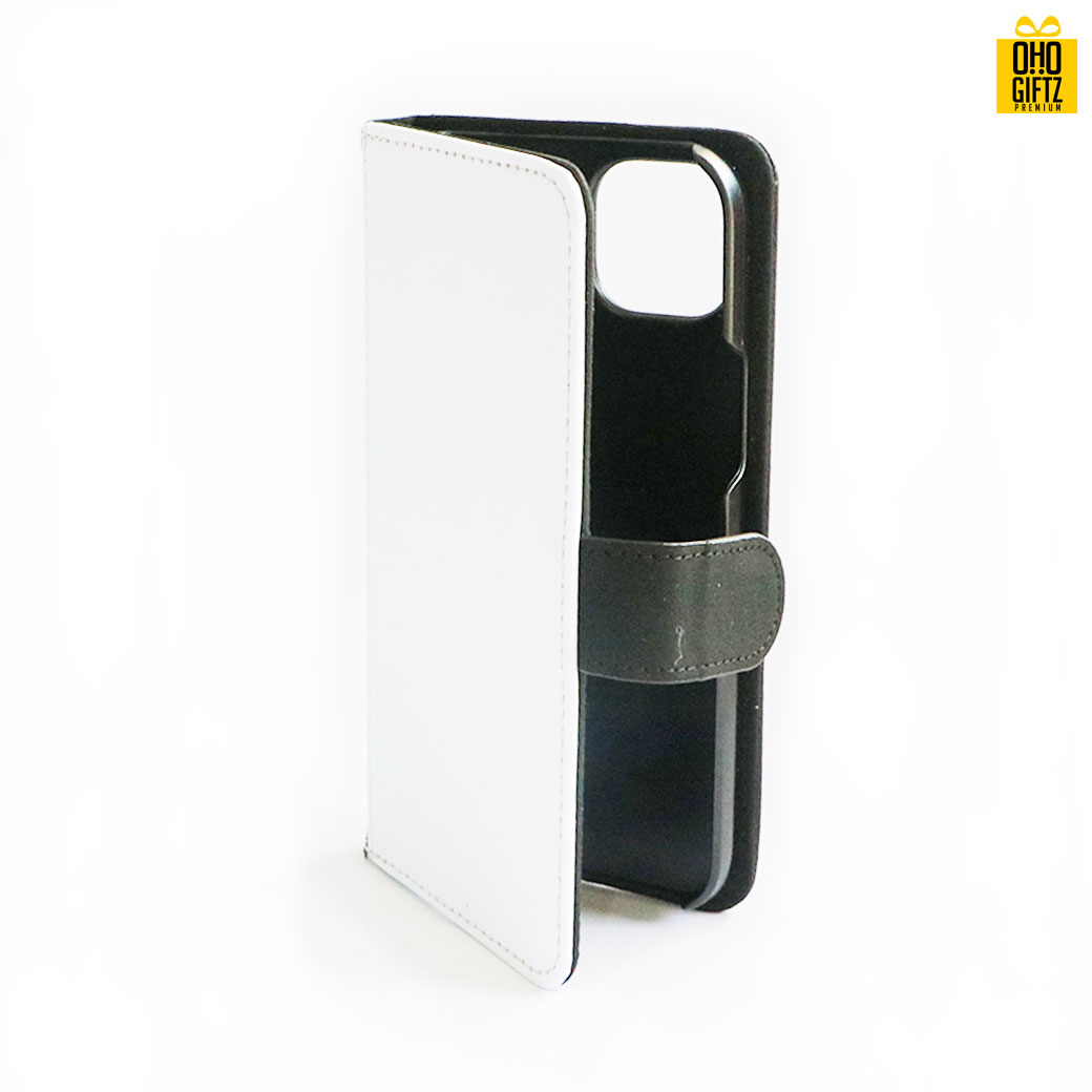 เคสหนังพิมพ์ภาพแบบฝาพับ iPhone 14 Plus สีดำ
