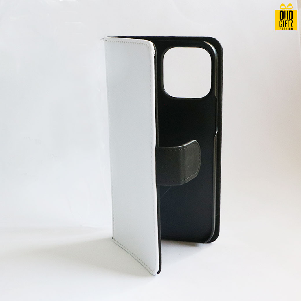 เคสหนังพิมพ์ภาพแบบฝาพับ iPhone 14 Pro Max สีดำ