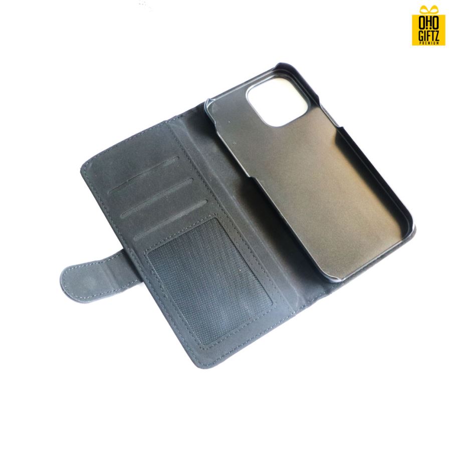 เคสหนังพิมพ์ภาพแบบฝาพับ iPhone 14 Pro Max สีดำ