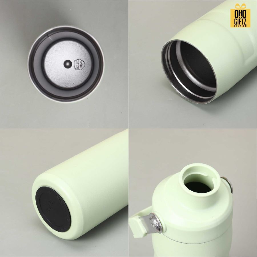 กระบอกน้ำสแตนเลสมีหูหิ้ว สกรีนโลโก้ ทำเป็นของพรีเมี่ยมได้