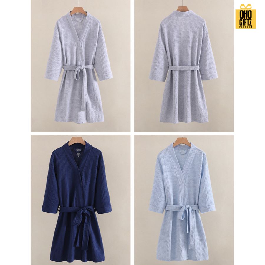 ชุดคลุมอาบน้ำ ผ้าวาฟเฟิล สกรีนโลโก้ ทำเป็นของพรีเมี่ยมได้