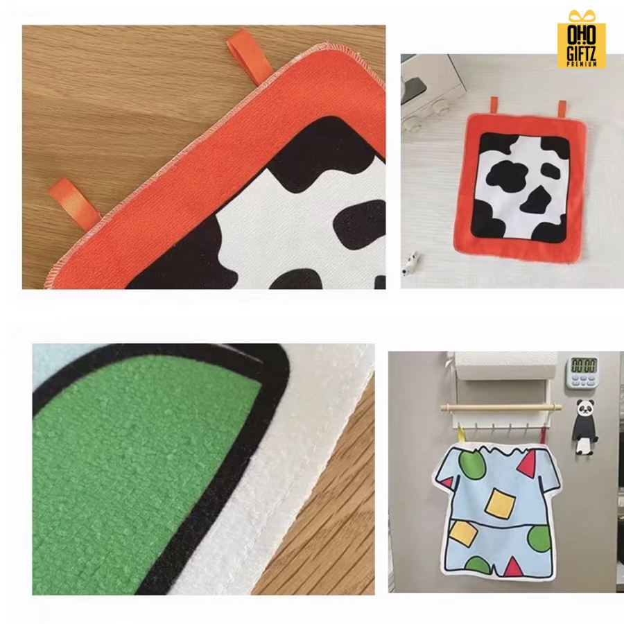 ผ้าเช็ดมือรูปเสื้อ สกรีนโลโก้ ติดลาเบล ทำเป็นของพรีเมี่ยมได้