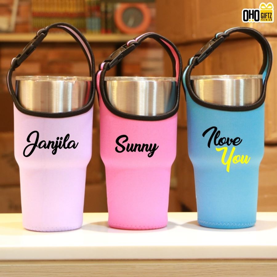 ถุงผ้าหิ้วแก้วเก็บความเย็น สำหรับFlexติดชื่อ มีให้เลือกมากถึง8สี 