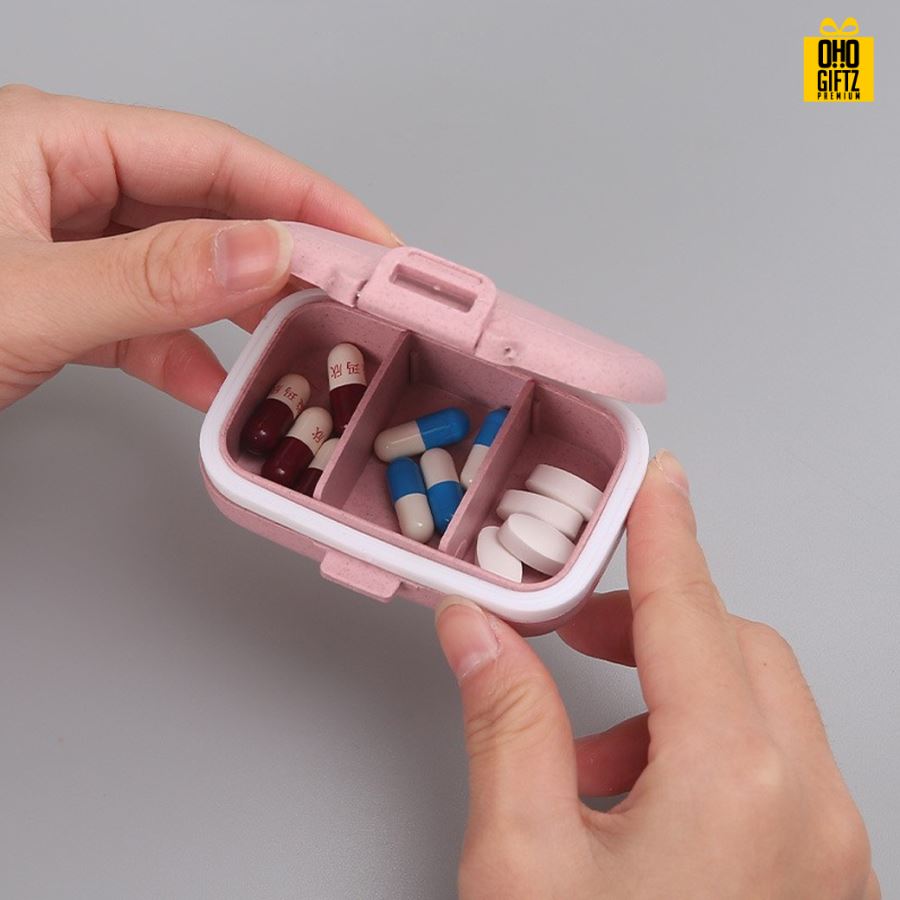 กล่องใส่เม็ดยา ฟางข้าวสาลี สกรีนชื่อ สกรีนโลโก้ ทำเป็นของพรีเมี่ยมได้