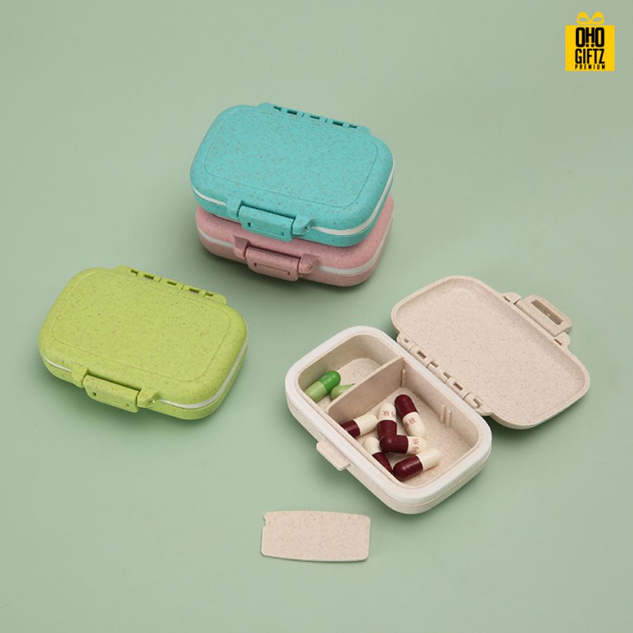 กล่องใส่เม็ดยา ฟางข้าวสาลี สกรีนชื่อ สกรีนโลโก้ ทำเป็นของพรีเมี่ยมได้