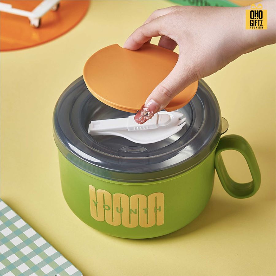 ชามสแตนเลสพร้อมฝาปิด สกรีนโลโก้ ทำเป็นของพรีเมี่ยมได้