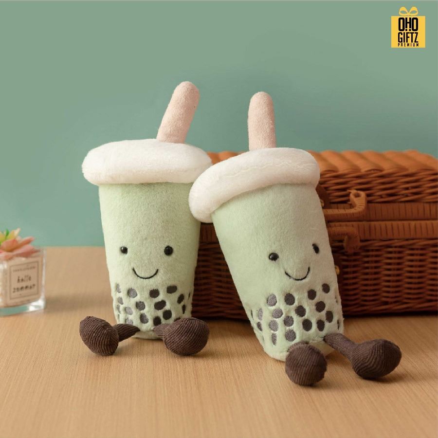 ตุ๊กตาชาเขียวไข่มุก สกรีนโลโก้ ทำเป็นของพรีเมี่ยมได้ 