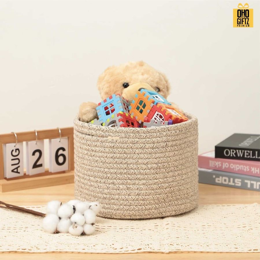 ตะกร้าผ้าฝ้ายใส่เสื้อผ้า สกรีนโลโก้ ทำเป็นของพรีเมี่ยมได้