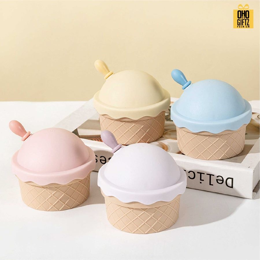 หวีแปรงนวดผมพร้อมกระจก ทรงไอศกรีม สกรีนโลโก้ ทำเป็นของพรีเมี่ยมได้