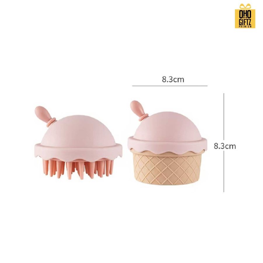 หวีแปรงนวดผมพร้อมกระจก ทรงไอศกรีม สกรีนโลโก้ ทำเป็นของพรีเมี่ยมได้