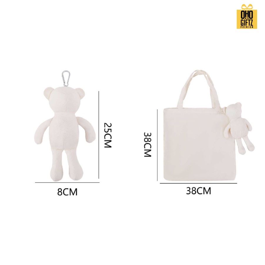 กระเป๋าหมีพับได้ สกรีนโลโก้ ทำเป็นของพรีเมี่ยม ของที่ระลึกได้