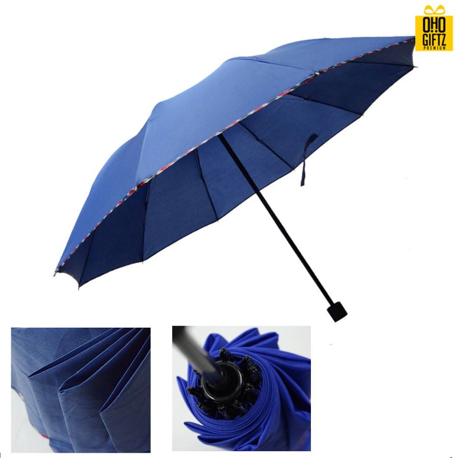 ร่มพับขอบลายตาราง สกรีนโลโก้ ทำเป็นสินค้าพรีเมี่ยม ของชำร่วย ของที่ระลึก