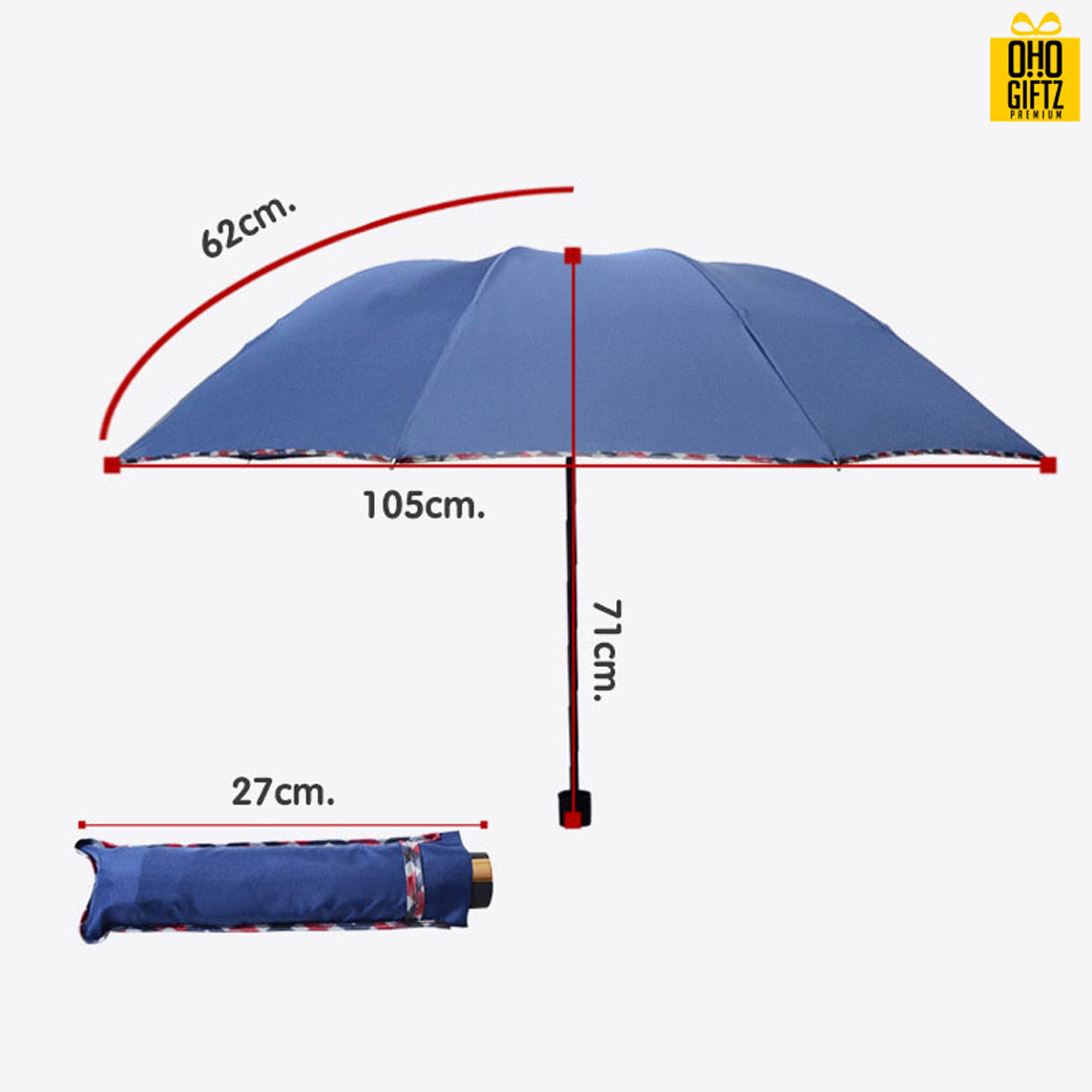 ร่มพับขอบลายตาราง สกรีนโลโก้ ทำเป็นสินค้าพรีเมี่ยม ของชำร่วย ของที่ระลึก