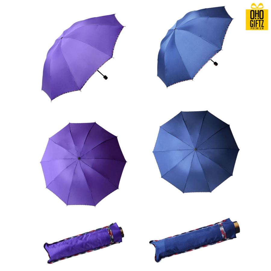 ร่มพับขอบลายตาราง สกรีนโลโก้ ทำเป็นสินค้าพรีเมี่ยม ของชำร่วย ของที่ระลึก