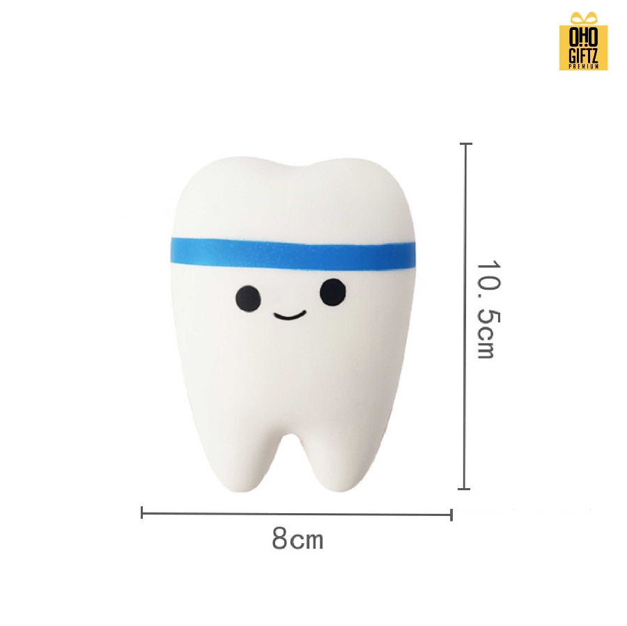 ตุ๊กตาบีบคลายรูปฟัน สกรีนชื่อ สกรีนโลโก้ ทำเป็นของพรีเมี่ยมได้