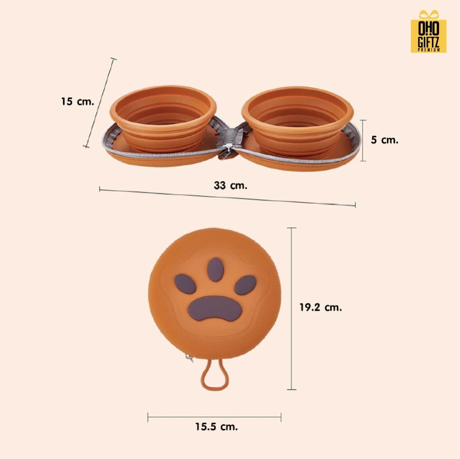 ชามอาหารสัตว์เลี้ยงแบบพกพา พร้อมกระเป๋าใส่ สกรีนโลโก้ ทำเป็นของพรีเมี่ยม