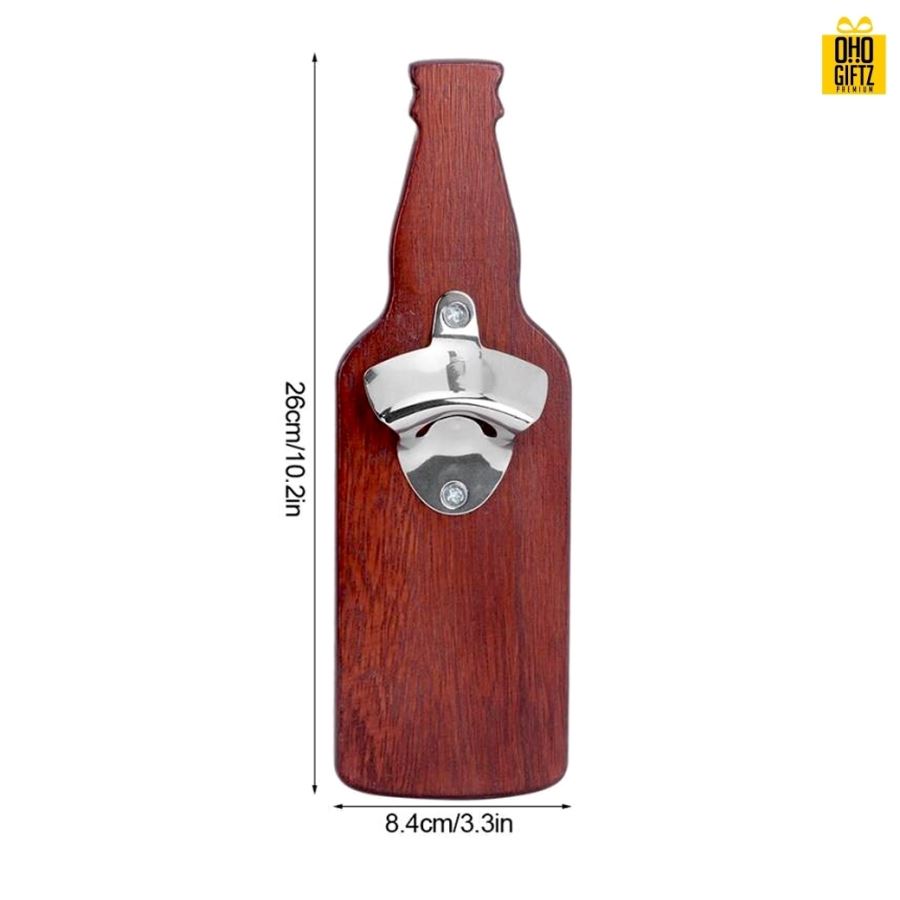 ที่เปิดขวดไม้ทรงขวด สกรีนโลโก้  ทำเป็นของพรีเมี่ยม