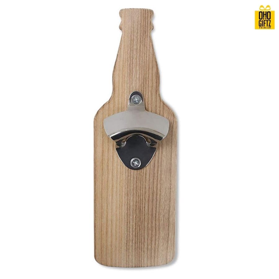 ที่เปิดขวดไม้ทรงขวด สกรีนโลโก้  ทำเป็นของพรีเมี่ยม