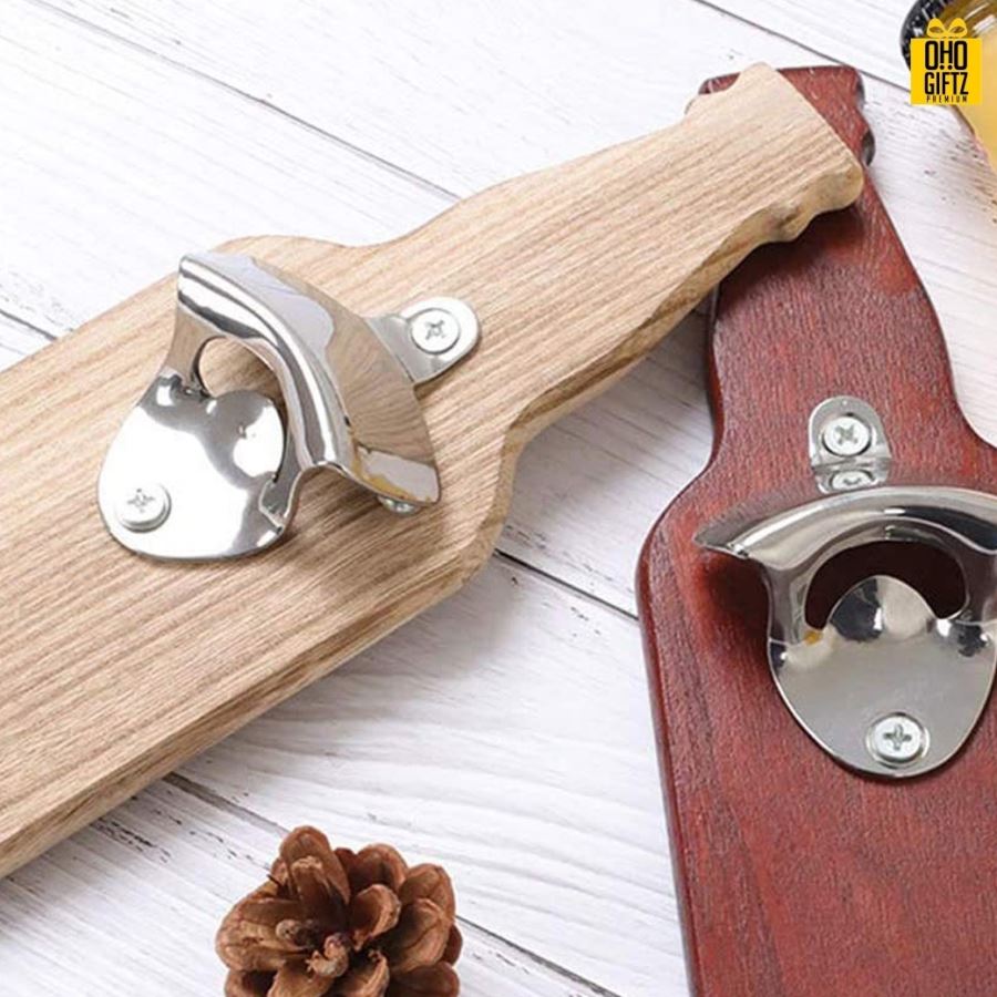 ที่เปิดขวดไม้ทรงขวด สกรีนโลโก้  ทำเป็นของพรีเมี่ยม