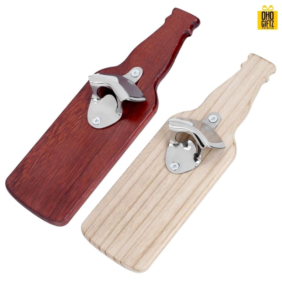 ที่เปิดขวดไม้ทรงขวด สกรีนโลโก้  ทำเป็นของพรีเมี่ยม