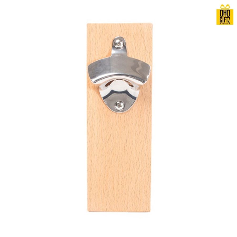 ที่เปิดขวดไม้ทรงสี่เหลี่ยม สกรีนโลโก้  ทำเป็นของพรีเมี่ยม