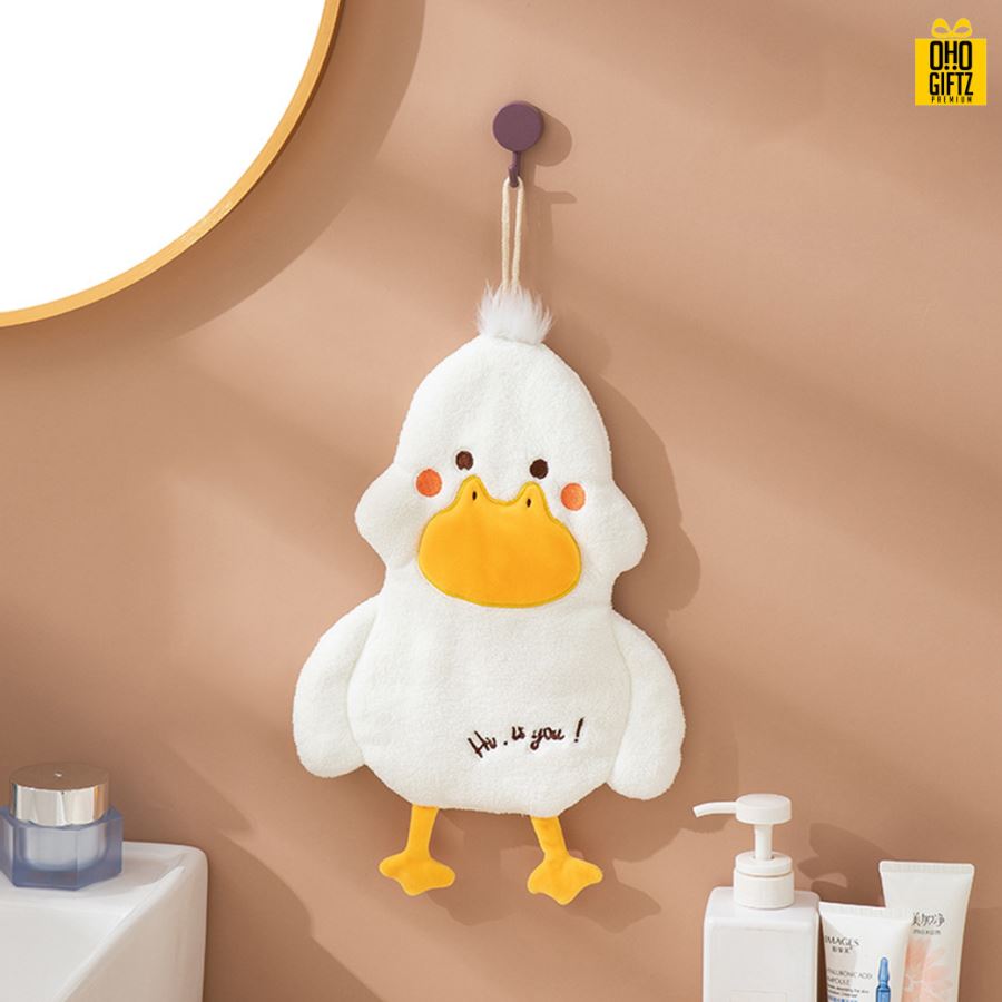 ผ้าเช็ดมือขนแกะรูปเป็ด ปักชื่อ, ติดลาเบล ทำเป็นของพรีเมี่ยมได้