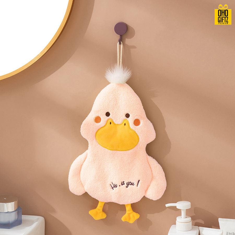 ผ้าเช็ดมือขนแกะรูปเป็ด ปักชื่อ, ติดลาเบล ทำเป็นของพรีเมี่ยมได้