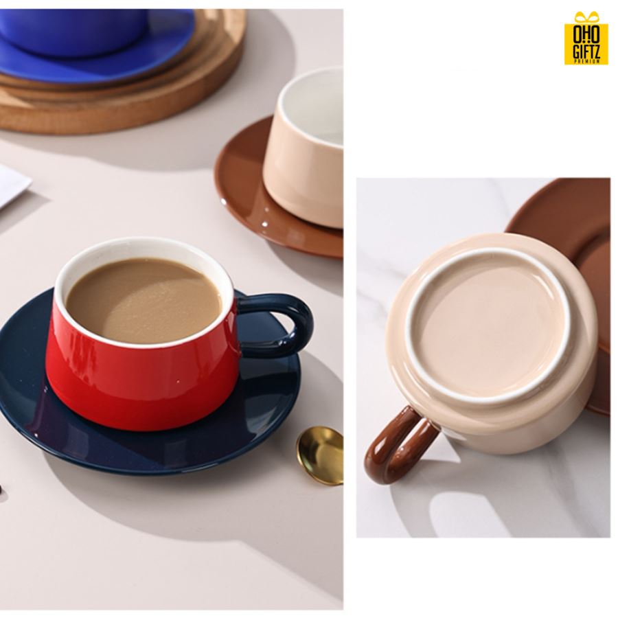 แก้วกาแฟพร้อมจาน สกรีนชื่อ สกรีนโลโก้ ทำเป็นของพรีเมี่ยมได้